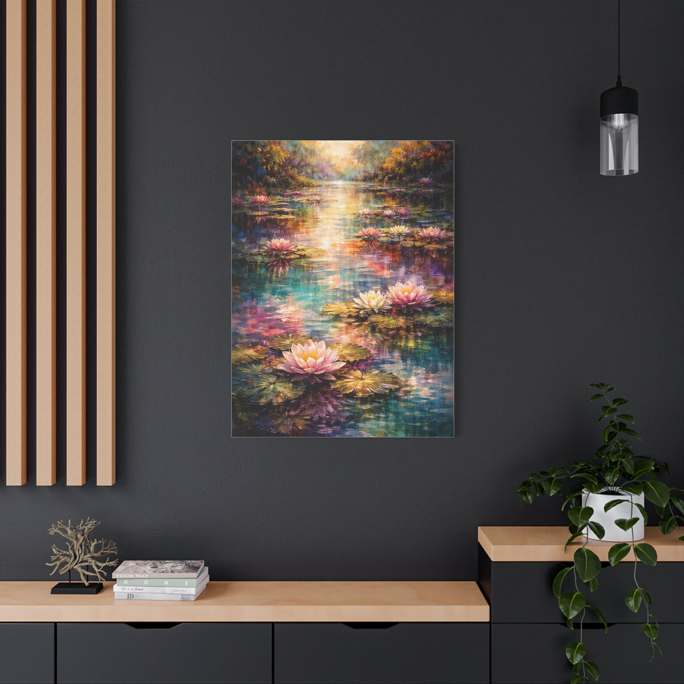Impressionist Multicolor Water-Lily Pond Wall Art & Canvas Print
