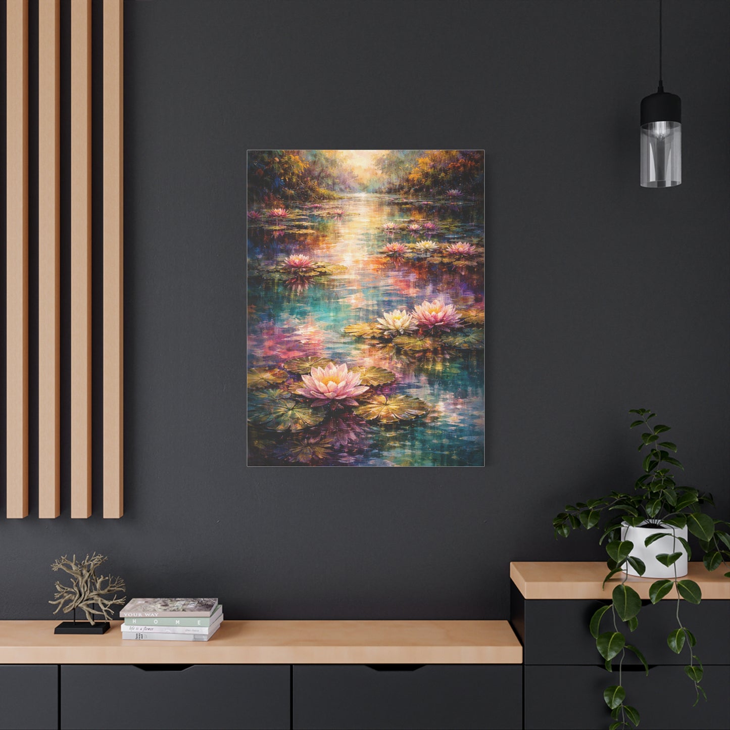 Impressionist Multicolor Water-Lily Pond Wall Art & Canvas Print