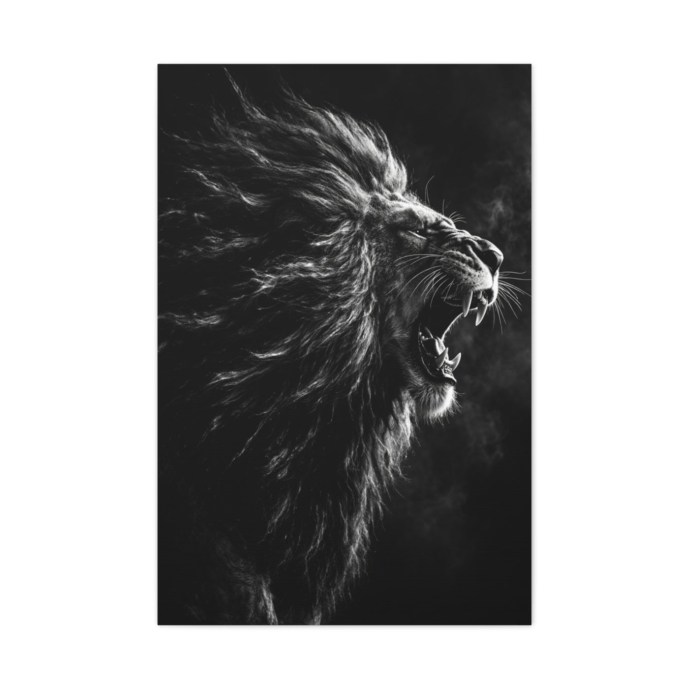 Roaring Lion Monochrome Power Wall Art & Canvas Print