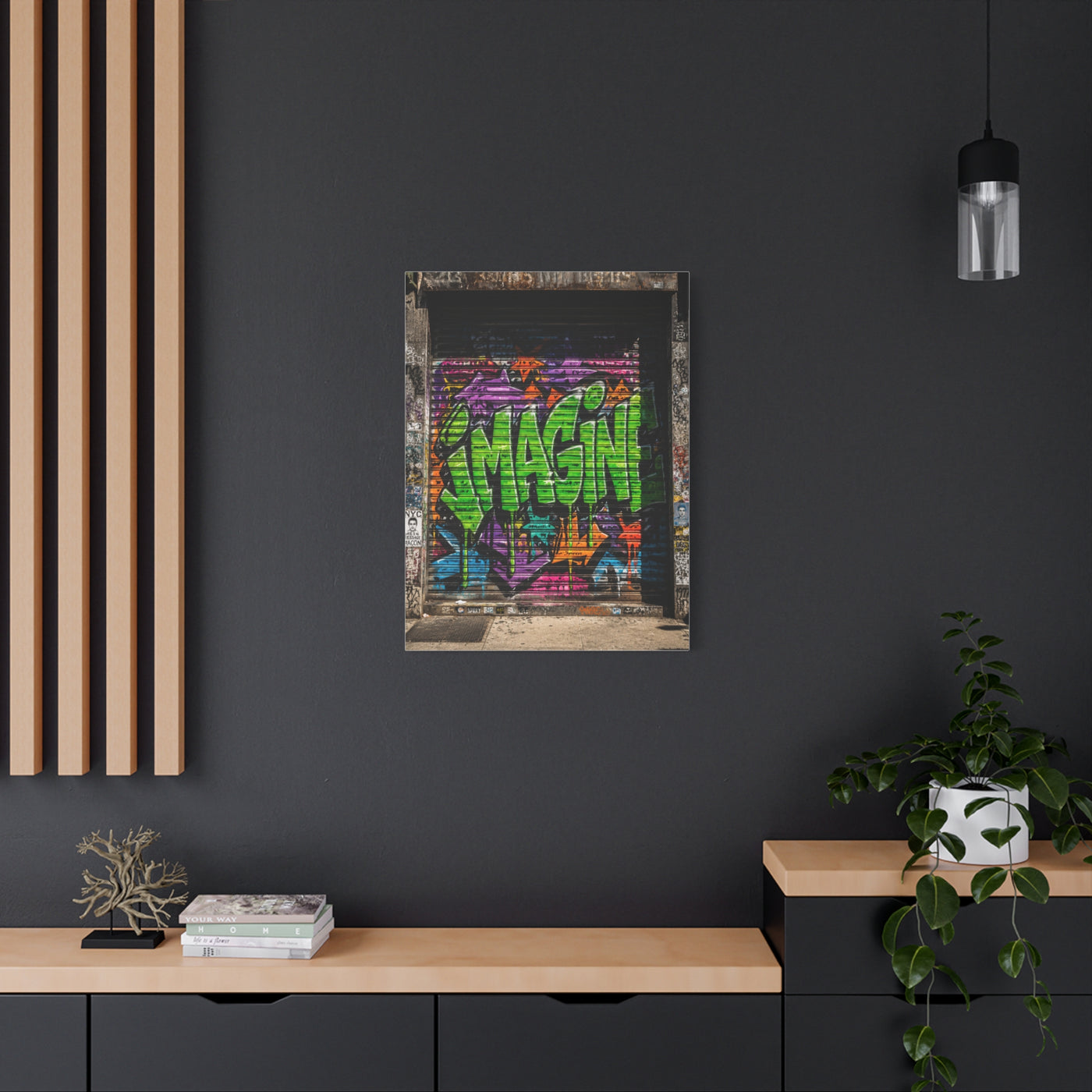 Imagine Graffiti Alley Door Street Wall Art & Canvas Print