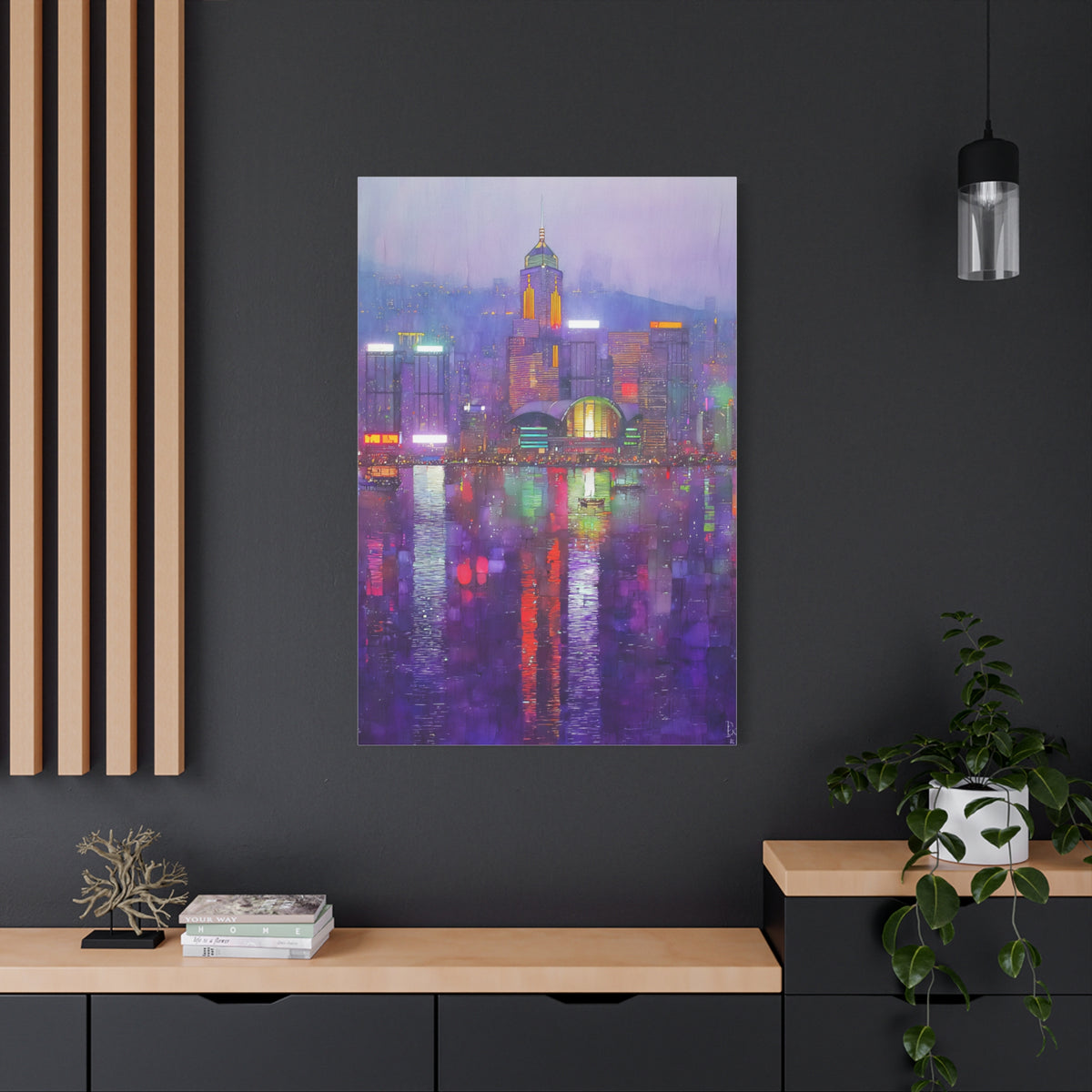 Hong Kong Skyline Neon Harbor Lights Wall Art & Canvas Print