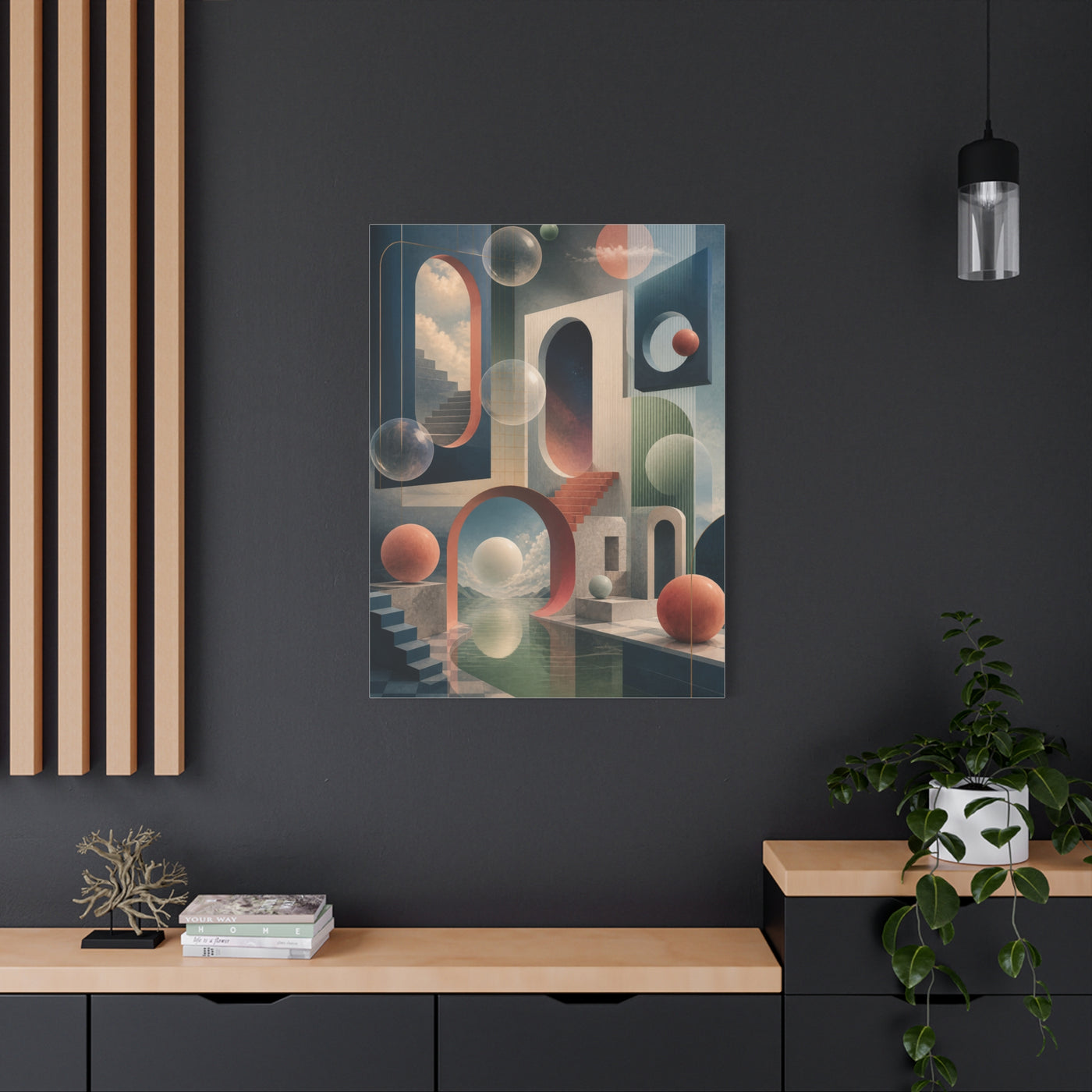 Surreal Geometric Portal Landscape Wall Art & Canvas Print
