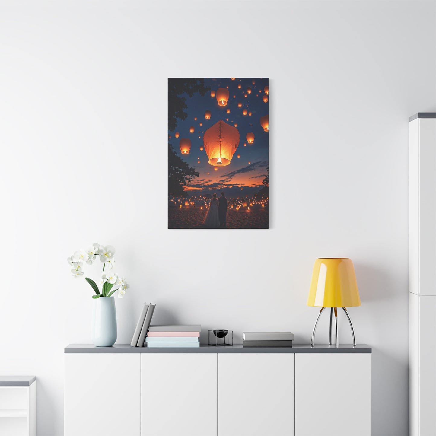 Floating Lanterns at Dusk Wall Art & Canvas Prints
