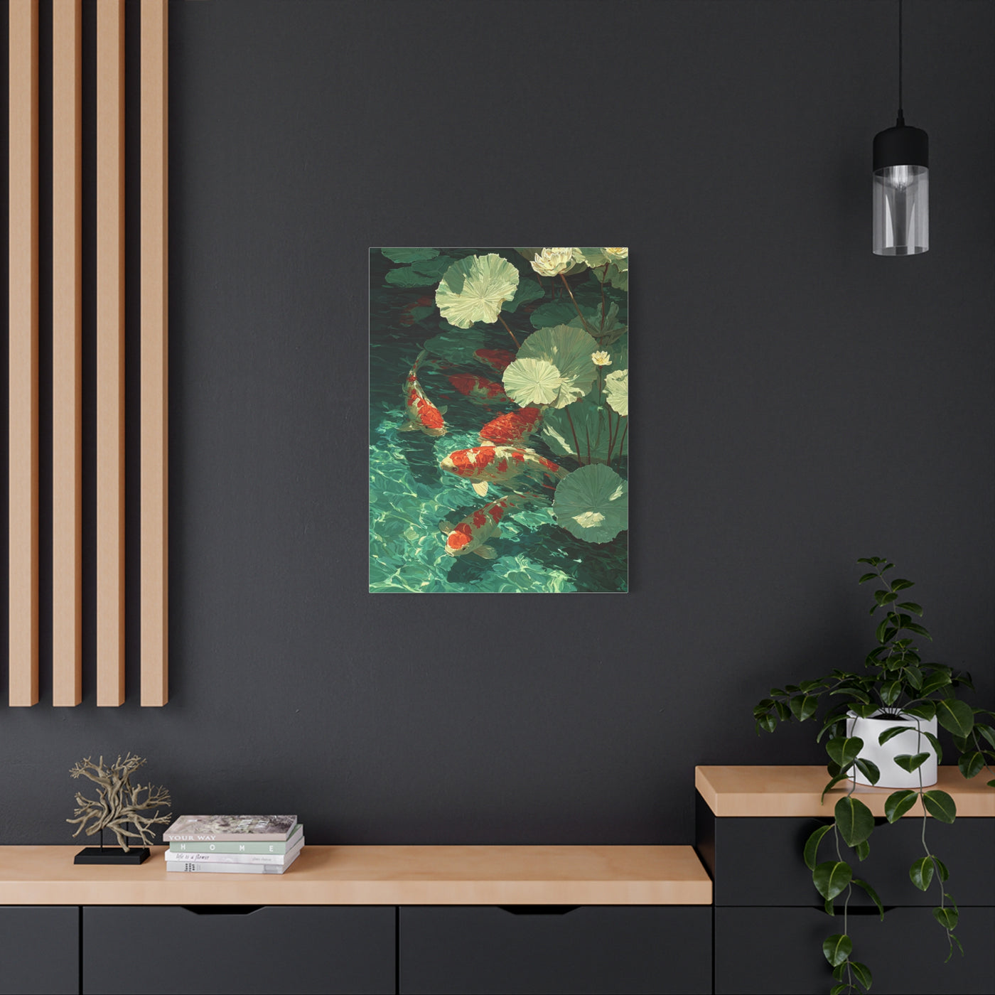 Green Koi Pond Lily Reflection Wall Art & Canvas Print