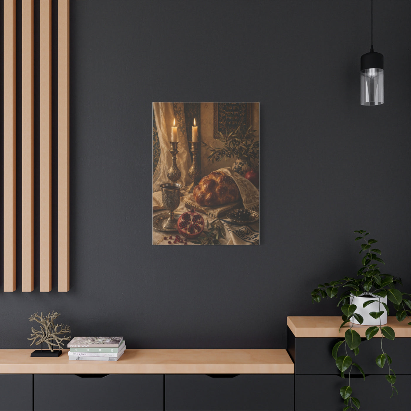 Shabbat Candlelight Still Life Wall Art & Canvas Print