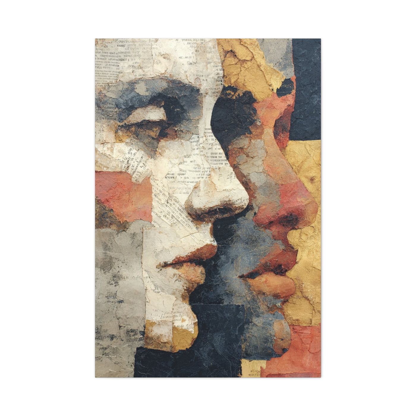 Dual Faces Collage Abstraction Wall Art & Canvas Print