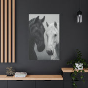 Intimate Dual Horse Monochrome Wall Art & Canvas Print