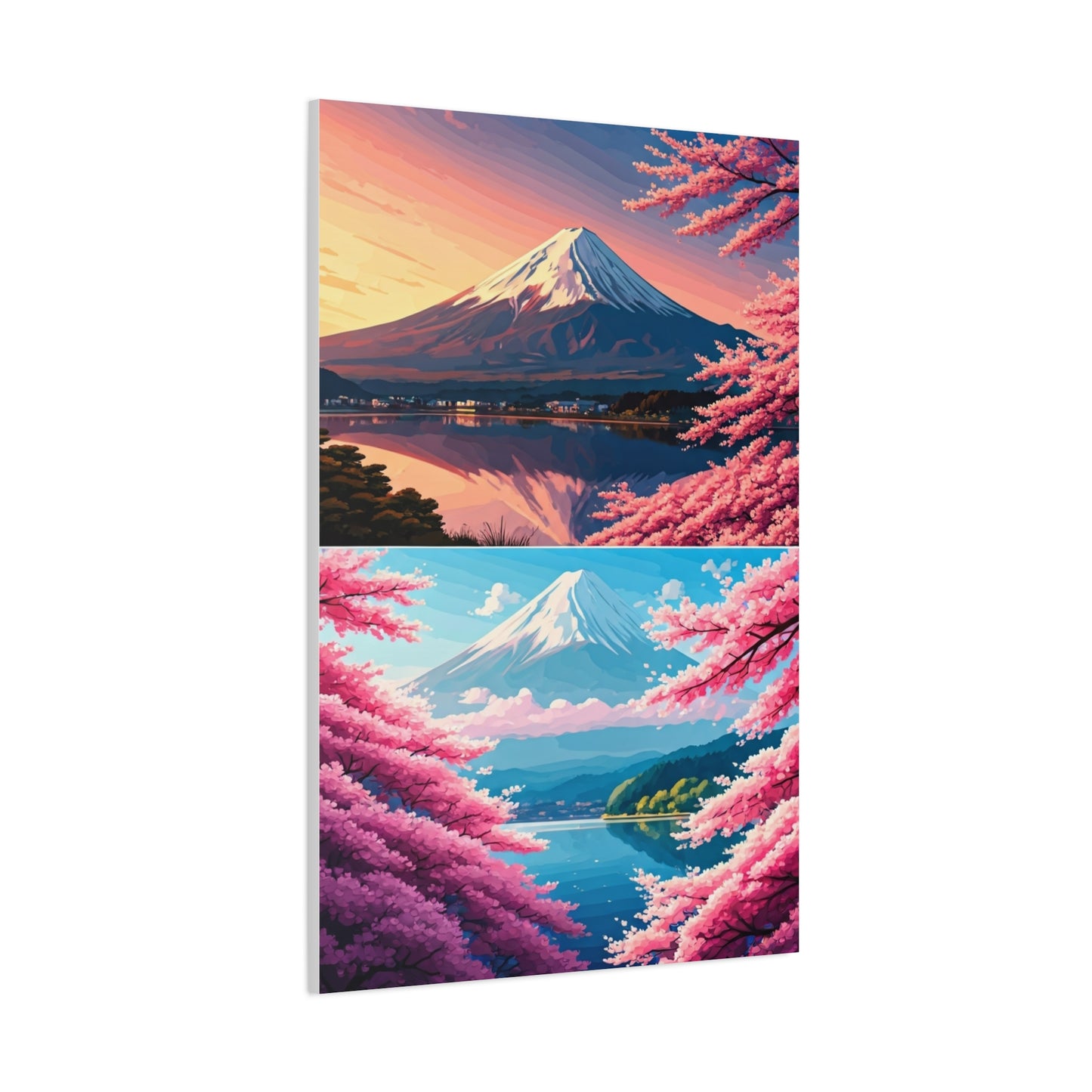 Mount Fuji Sakura Reflection Landscape Wall Art & Canvas Prints