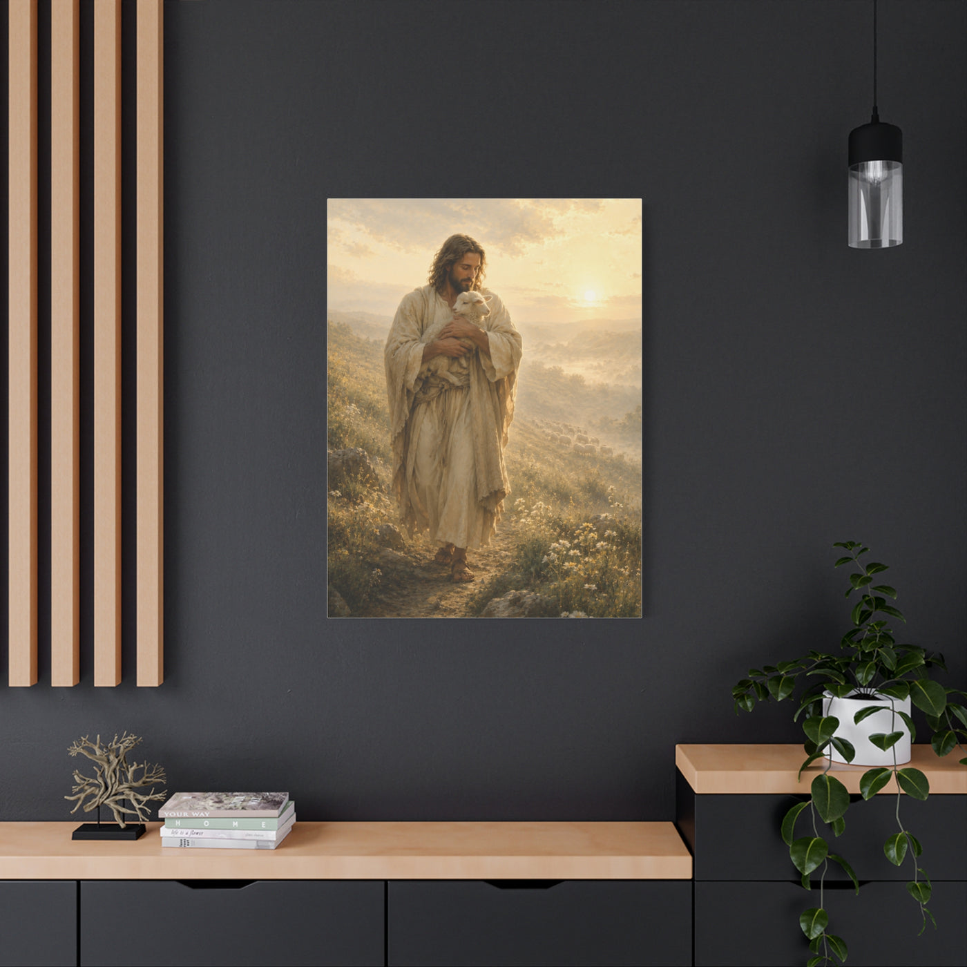 Christ Carrying the Lamb Scripture Wall Art & Canvas Print