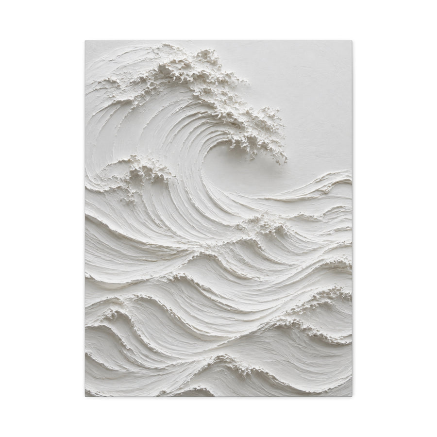 Minimal White Sculptural Wave Texture Wall Art & Canvas Print