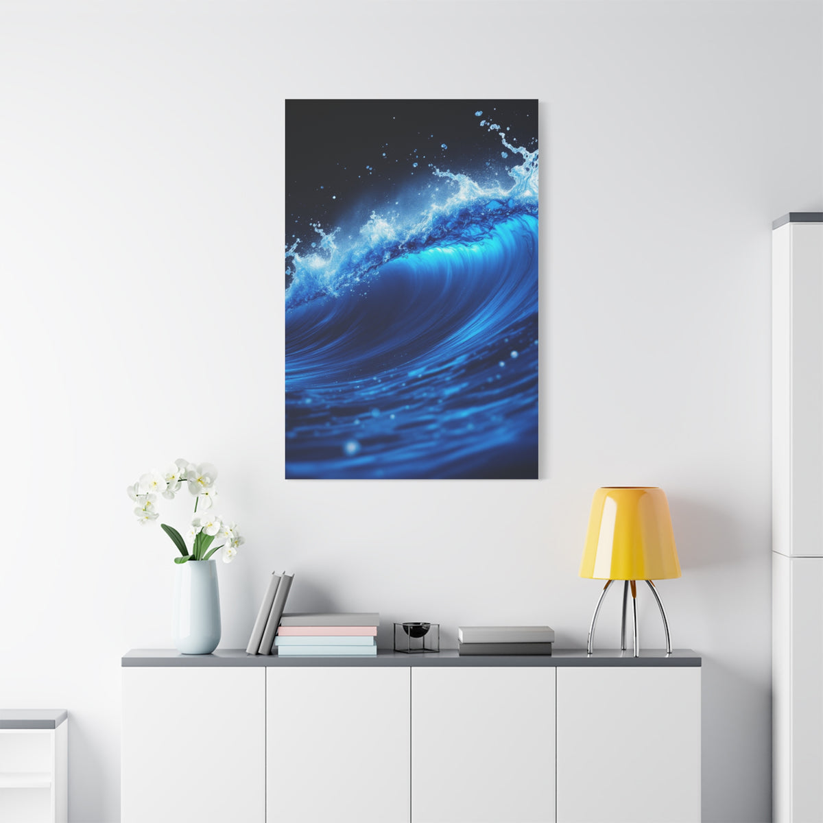 Powerful Ocean Wave in Electric Blue Motion Wall Art & Canvas Prints
