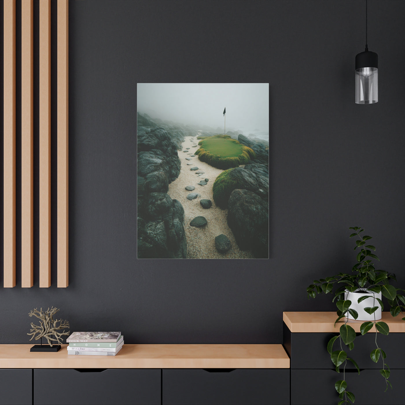 Coastal Mist Golf Green Minimal Wall Art & Canvas Print