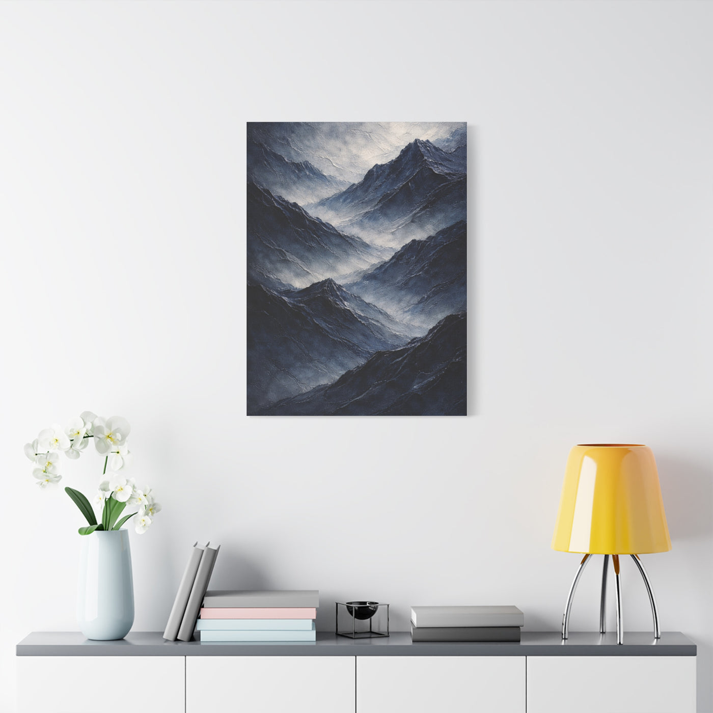 Textured Navy Mountain Horizon Wall Art & Canvas Print