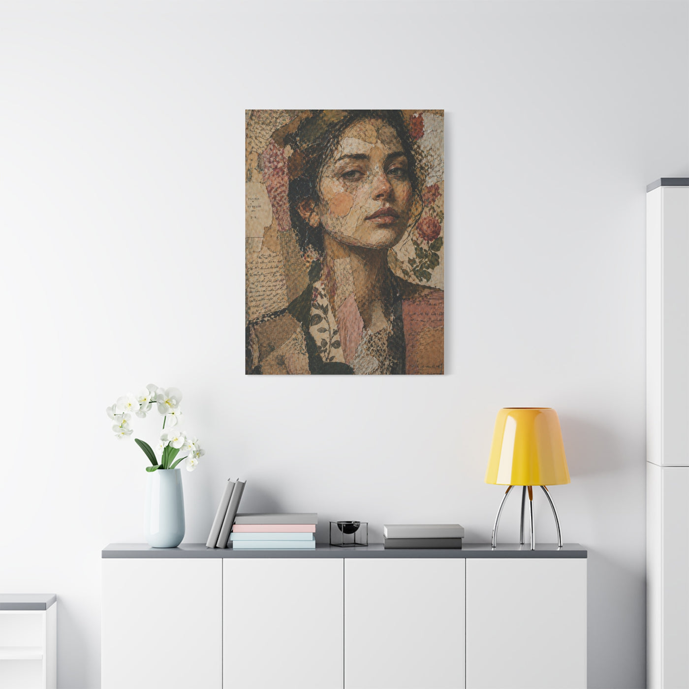Mixed-Media Feminine Portrait Collage Wall Art & Canvas Print