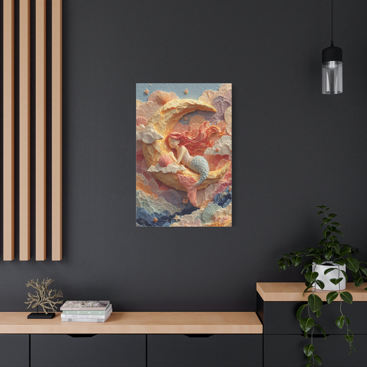 Dreamy Crescent Moon Mermaid Wall Art & Canvas Print