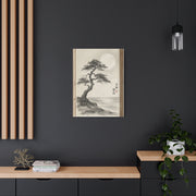 Framed Moonlit Pine Minimal Ink Scene Wall Art & Canvas Print
