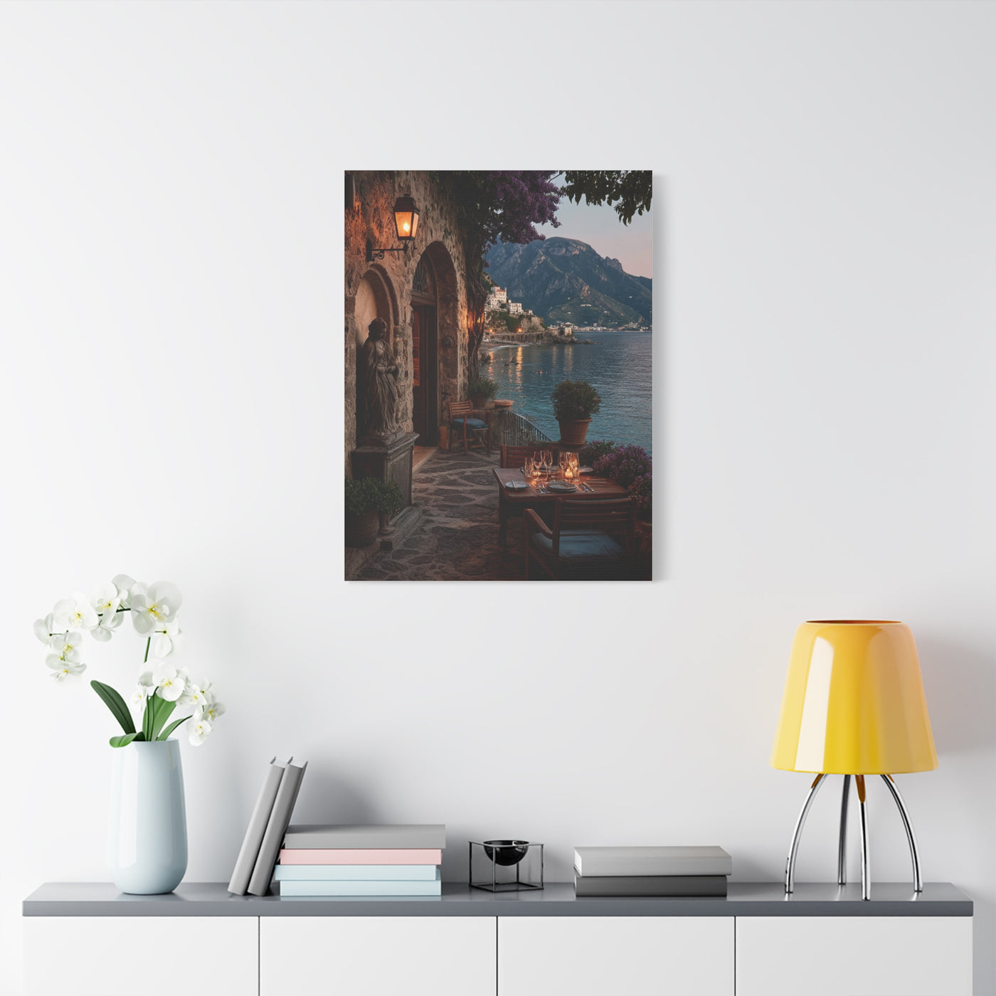 Amalfi Coast Candlelit Terrace Wall Art & Canvas Print