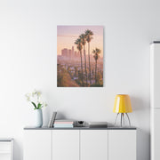 Los Angeles Sunset Skyline with Palm Trees Wall Art & Canvas Print