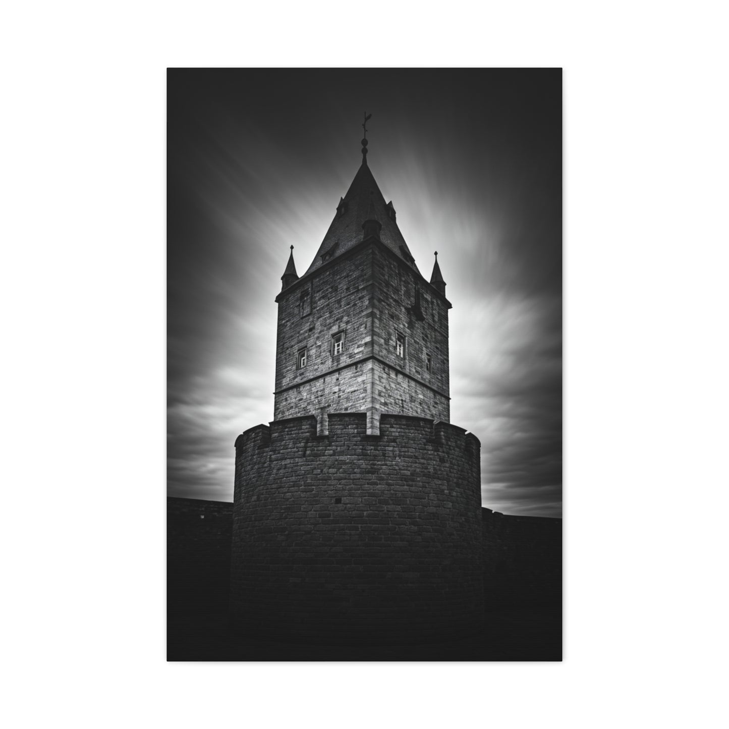 Gothic Fortress Tower Under Dramatic Skies Wall Art & Canvas Prints