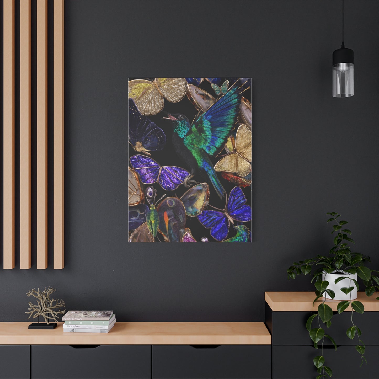 Jewel Tone Hummingbird and Butterfly Collection Wall Art & Canvas Print