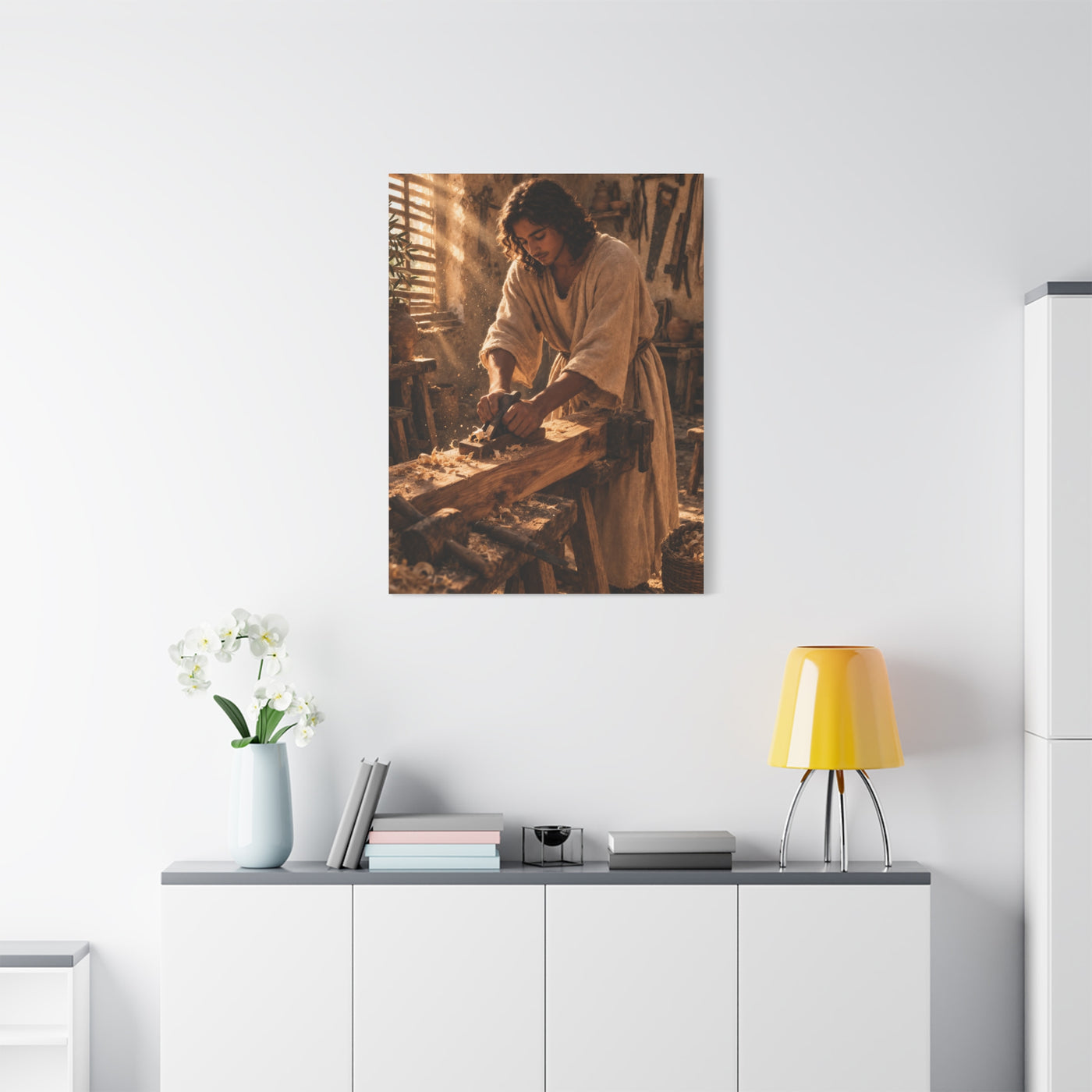 Jesus the Carpenter Workshop Scene Wall Art & Canvas Print