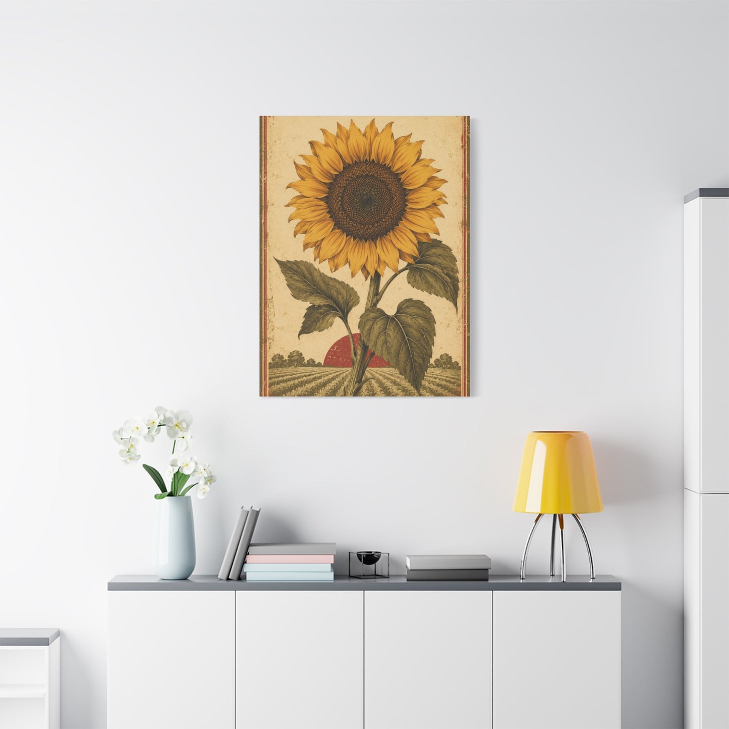 Heritage Field Sunflower Illustration Wall Art & Canvas Print