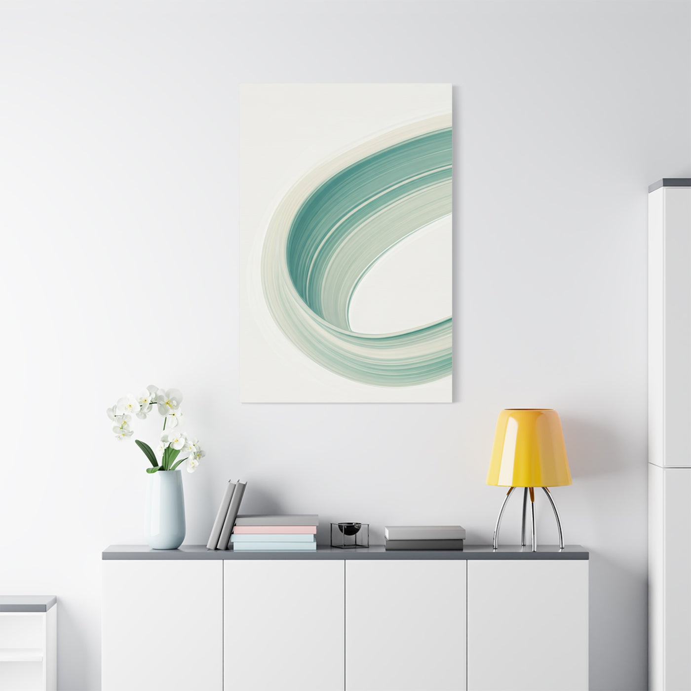 Teal Curve Minimal Abstract Wall Art & Canvas Prints