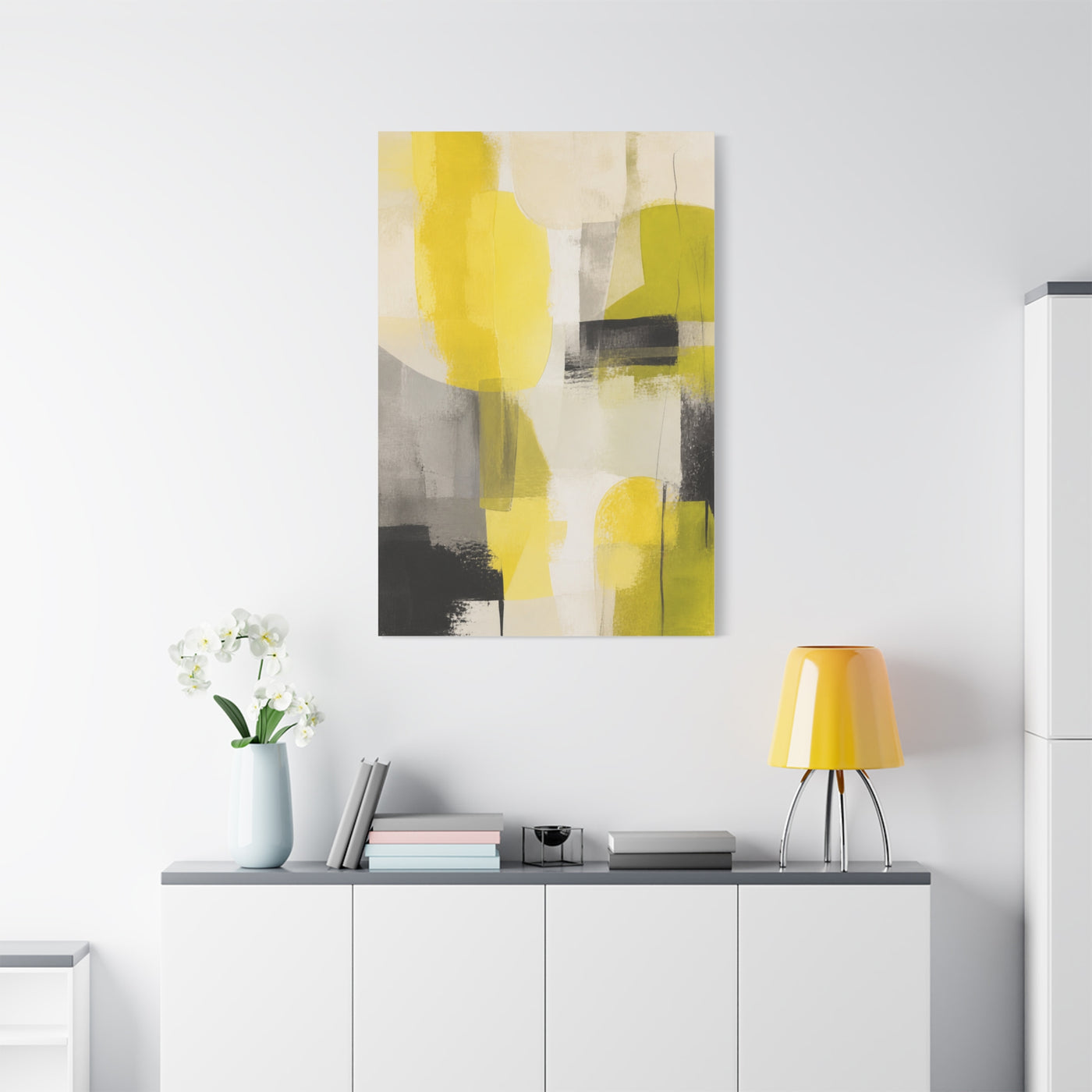 Citron and Charcoal Designer Abstract Wall Art & Canvas Print