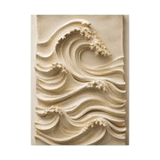 Ivory Minimal Wave Relief Texture Wall Art & Canvas Print