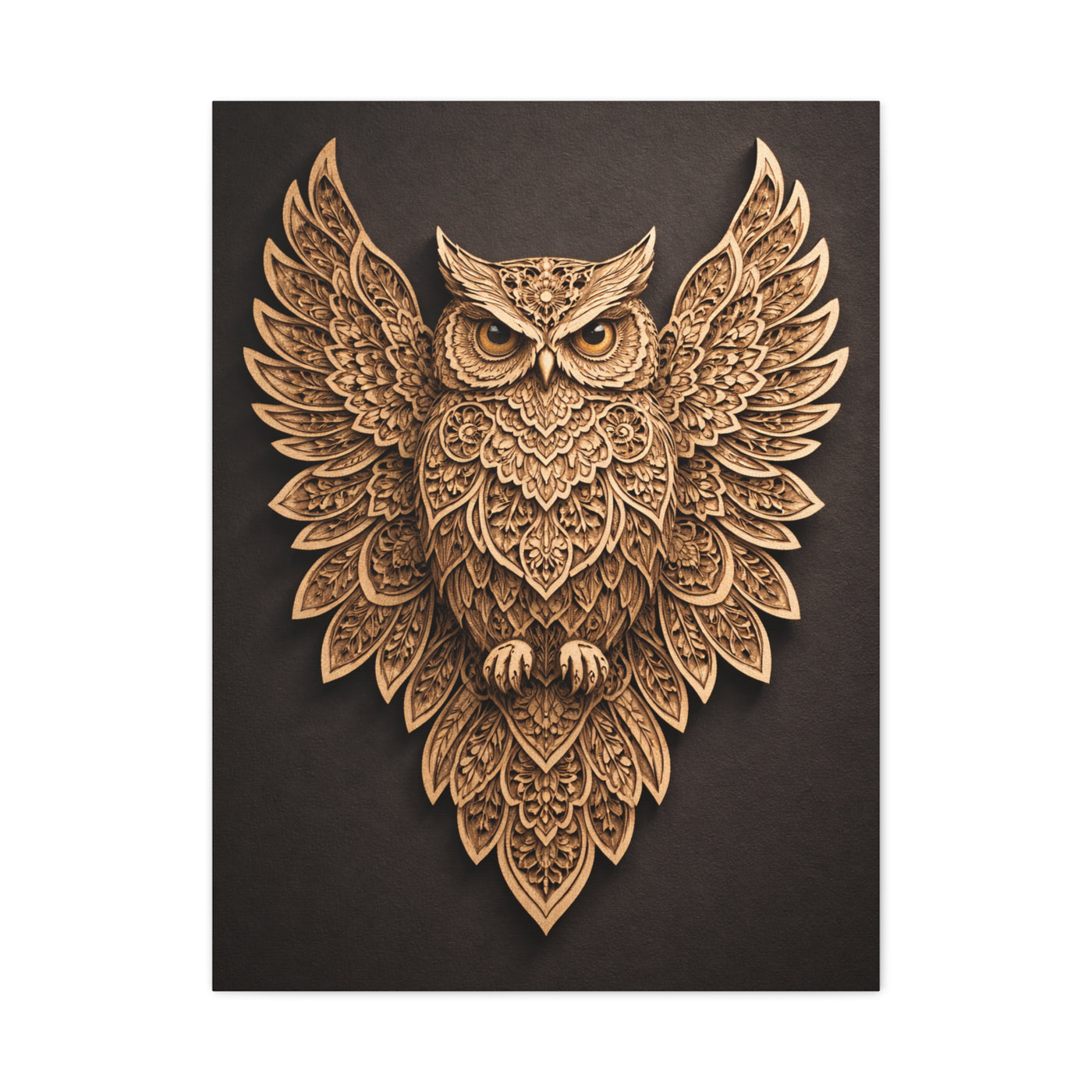 Ornate Symmetrical Owl Mandala Wall Art & Canvas Print