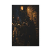 Midnight Jazz Alley Trumpeter Wall Art & Canvas Print
