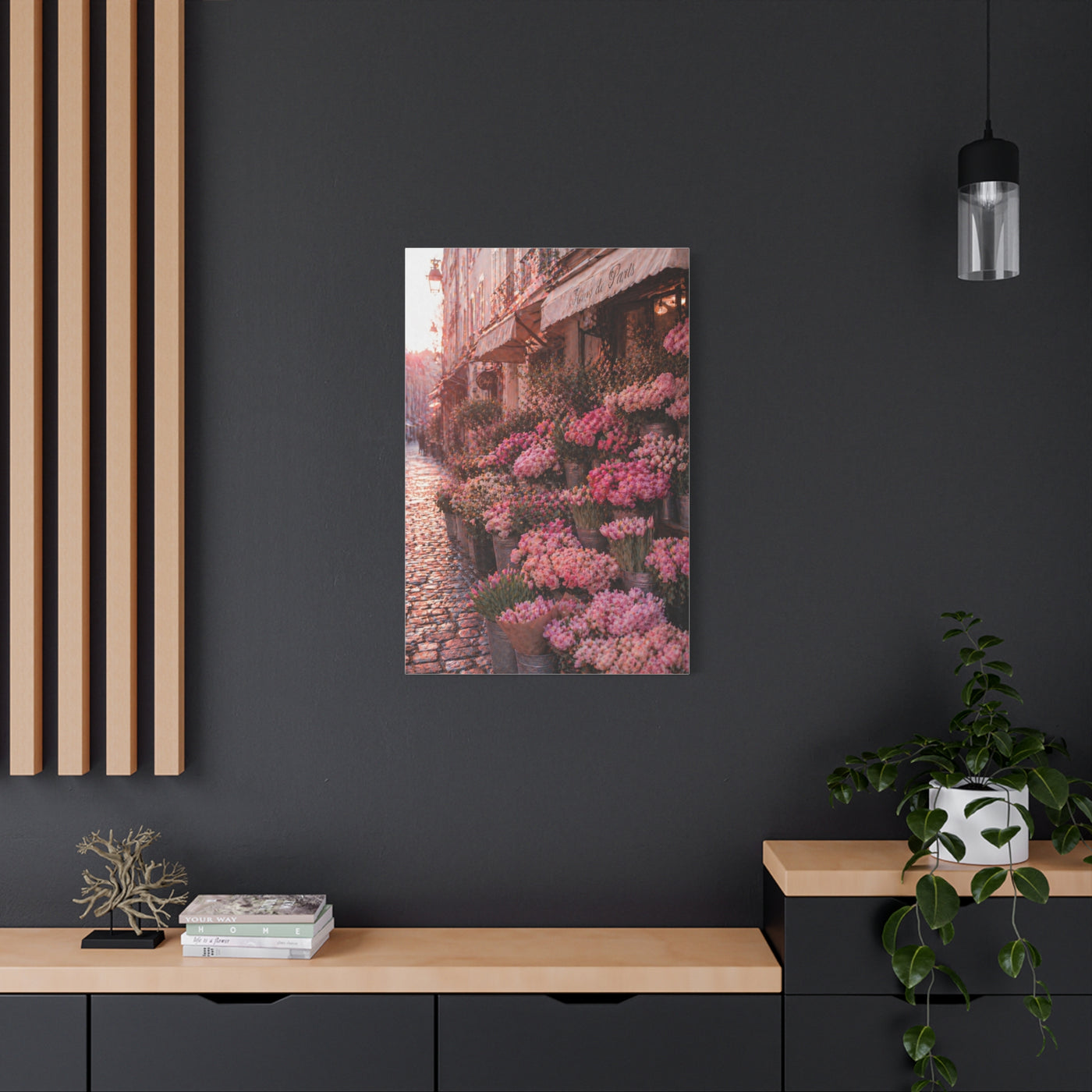 Parisian Pink Flower Market Street Wall Art & Canvas Print