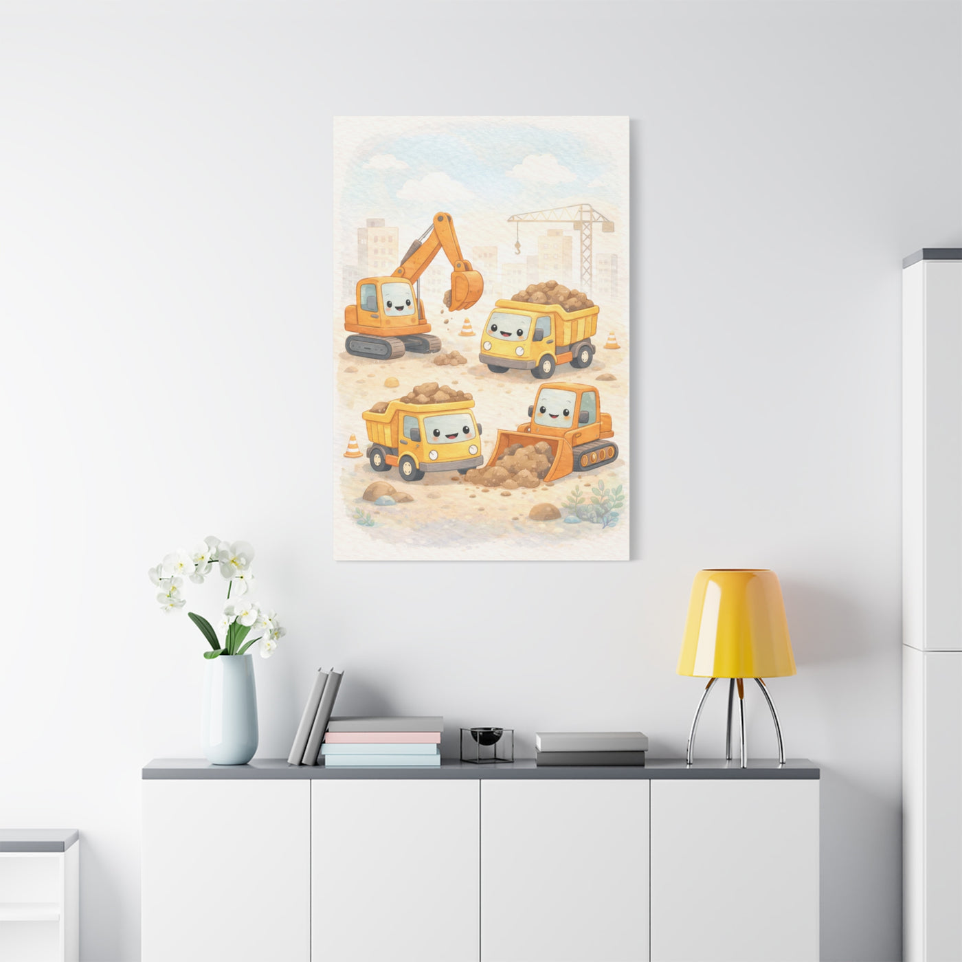 Little Builders Construction City Wall Art & Canvas Print