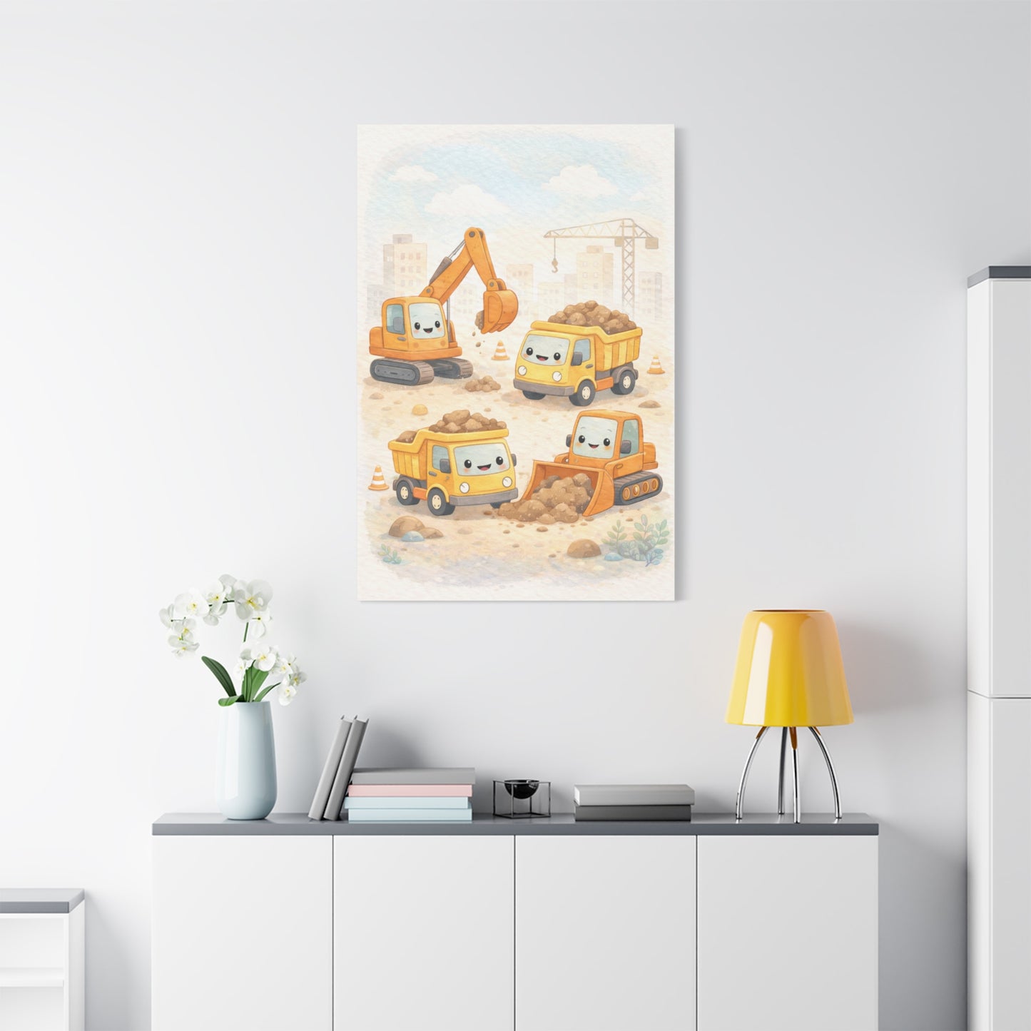 Little Builders Construction City Wall Art & Canvas Print