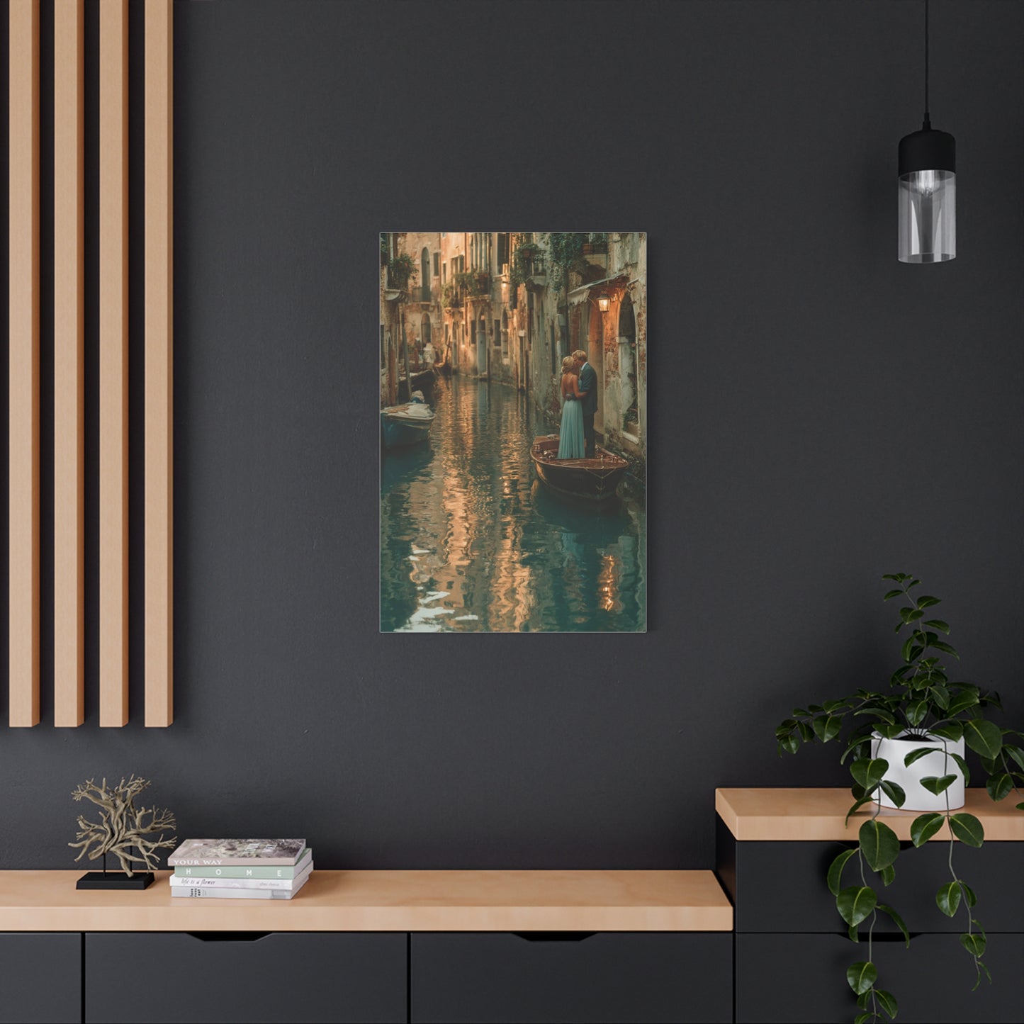 Venetian Canal Romance Couple Wall Art & Canvas Print