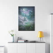 Ethereal White Wolf Moonlit Meadow Scene Wall Art & Canvas Print