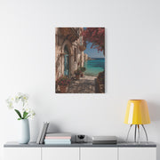 Sicilian Coastal Balcony Scene Wall Art & Canvas Print
