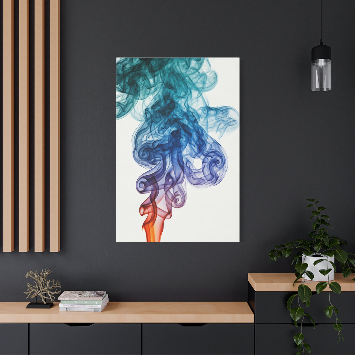 Blue and Amber Smoke Abstract Wall Art & Canvas Prints