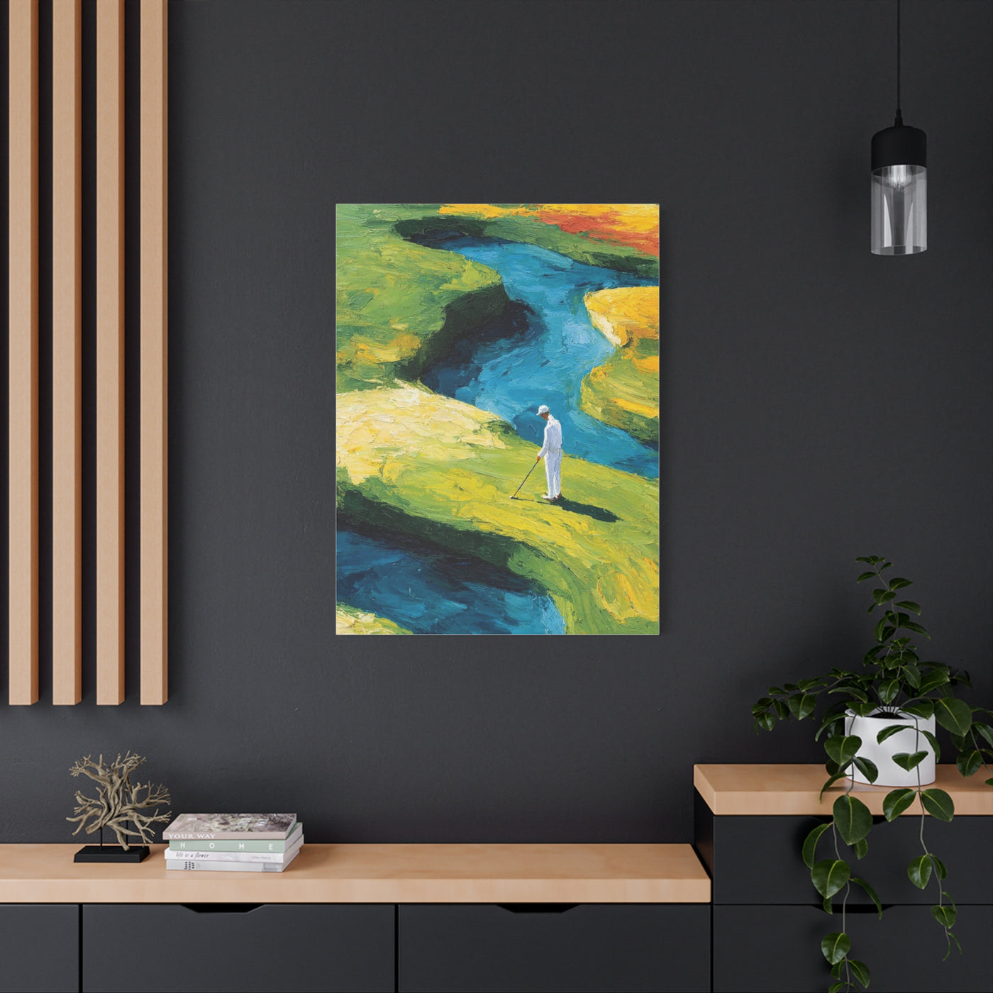 Impressionist Golf Course River Scene Wall Art & Canvas Print