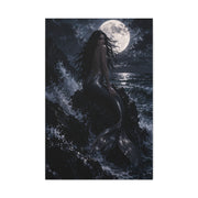 Midnight Moon Siren on the Rocks Wall Art & Canvas Print
