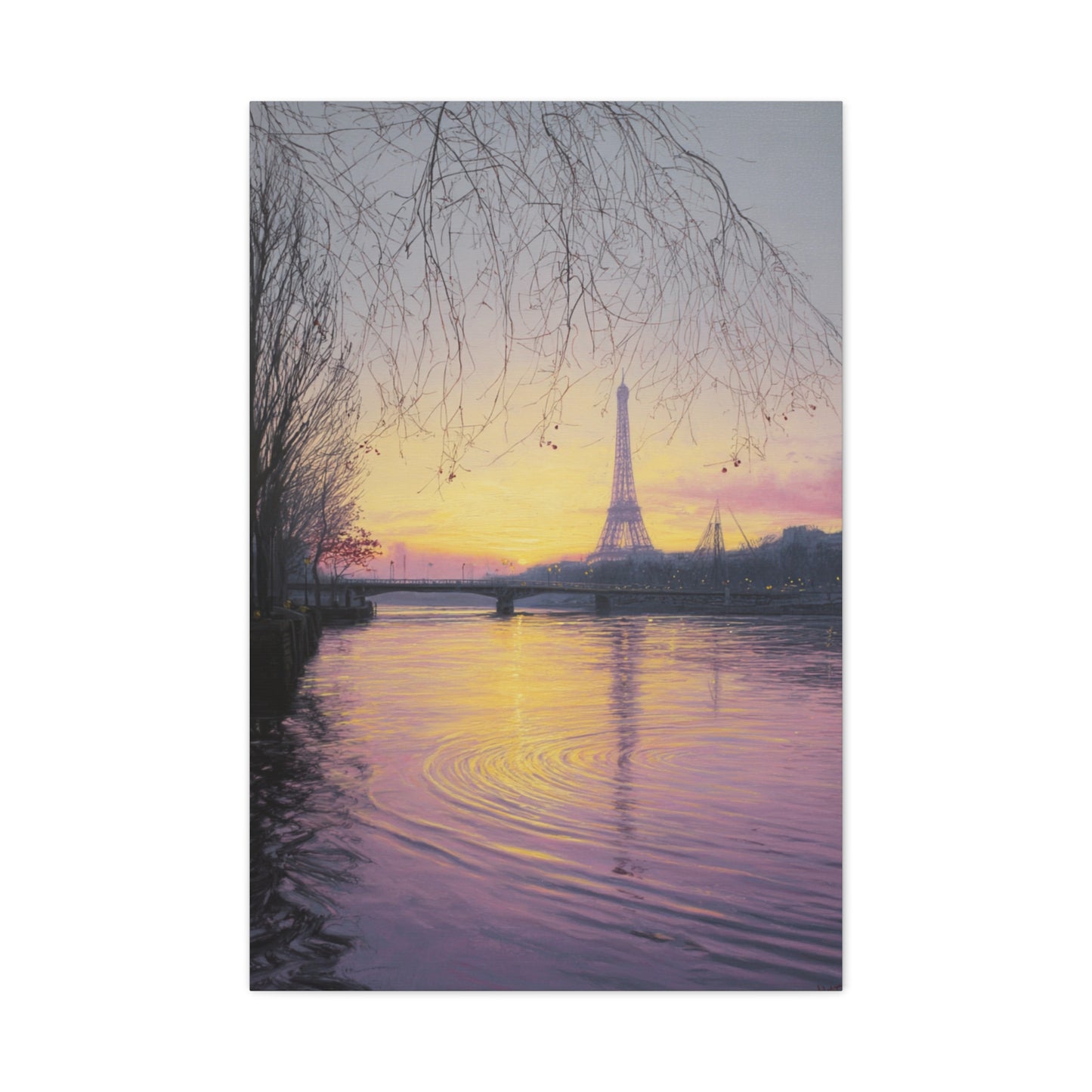 Paris Sunrise Eiffel Tower Reflection Wall Art & Canvas Print