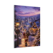 Snowy Village Santa Lantern Walk Wall Art & Canvas Print