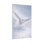 Snowy Owl Winter Flight Minimal Wall Art & Canvas Print