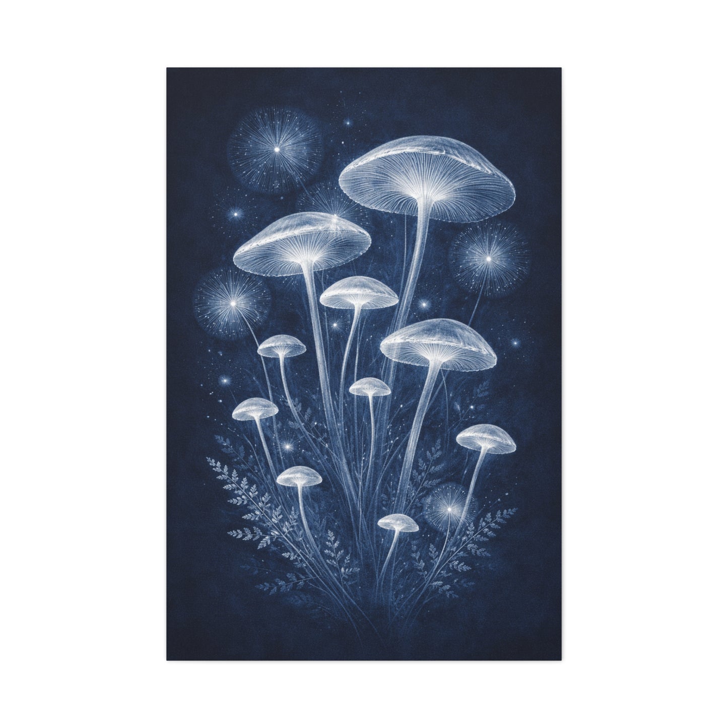 Luminous Blue Herbarium Cyanotype Wall Art & Canvas Print