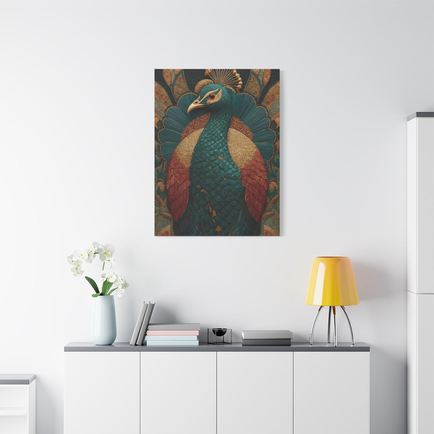 Regal Peacock Ornamental Wall Art & Canvas Print