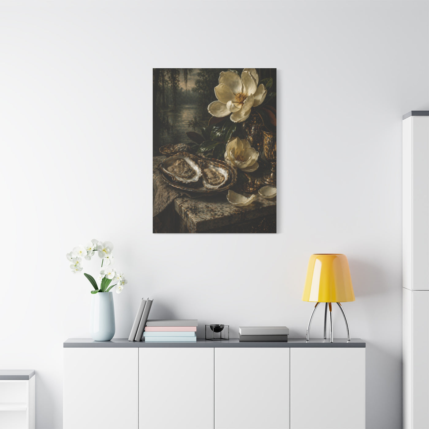Magnolia & Oyster Still Life Elegance Wall Art & Canvas Print