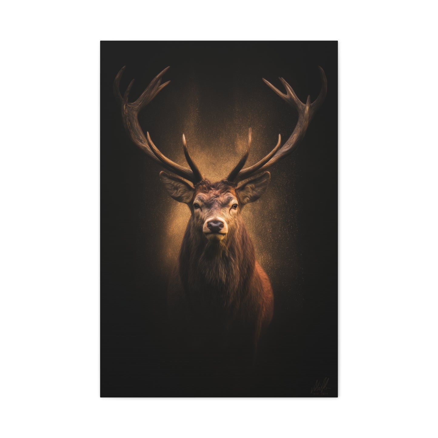 Golden Halo Stag Portrait Wall Art & Canvas Print