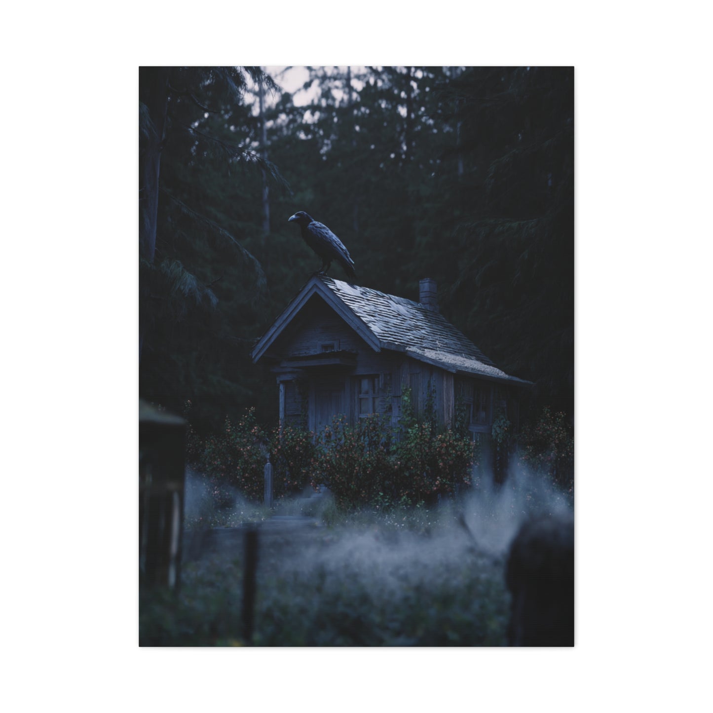 Raven on Witch’s Cottage Roof Wall Art & Canvas Print