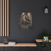 Minimal Howling Wolf Moon Relief Panel Wall Art & Canvas Print