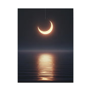 Crescent Moon Reflection Over Calm Water Wall Art & Canvas Prints